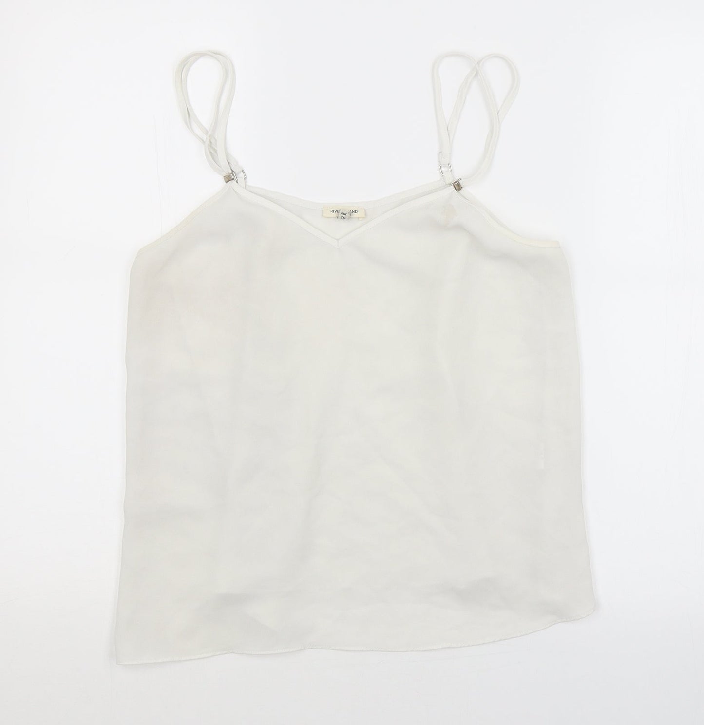 Womens UK Size 10 River Island White Basic Tank