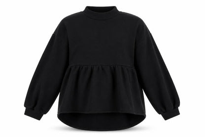 Front view of In the Style women’s black pullover sweatshirt, size UK 10
