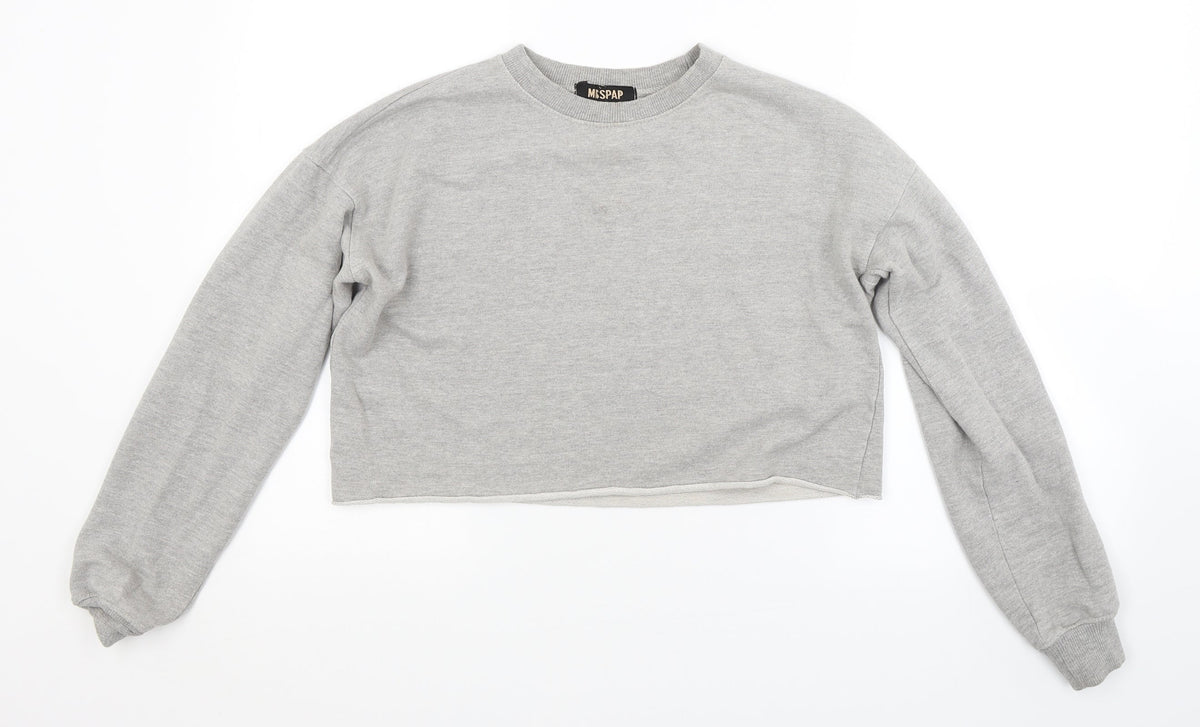 Additional front view of Misspap women’s grey pullover sweatshirt, size UK 8