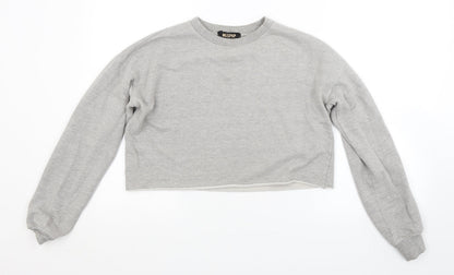 Additional front view of Misspap women’s grey pullover sweatshirt, size UK 8
