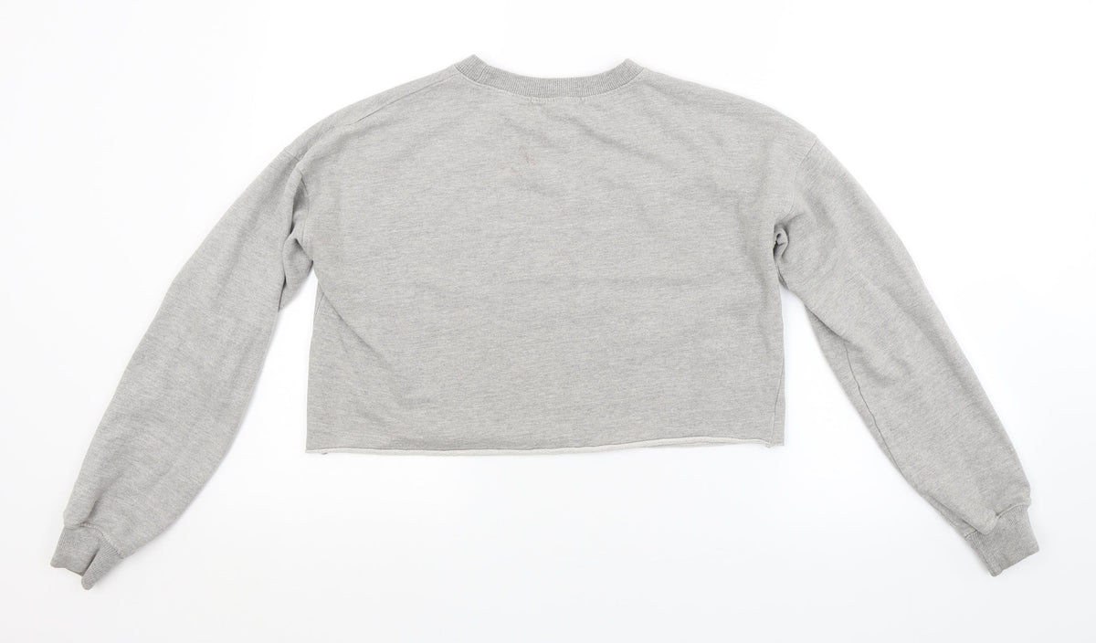 Back view of Misspap women’s grey pullover sweatshirt, size UK 8