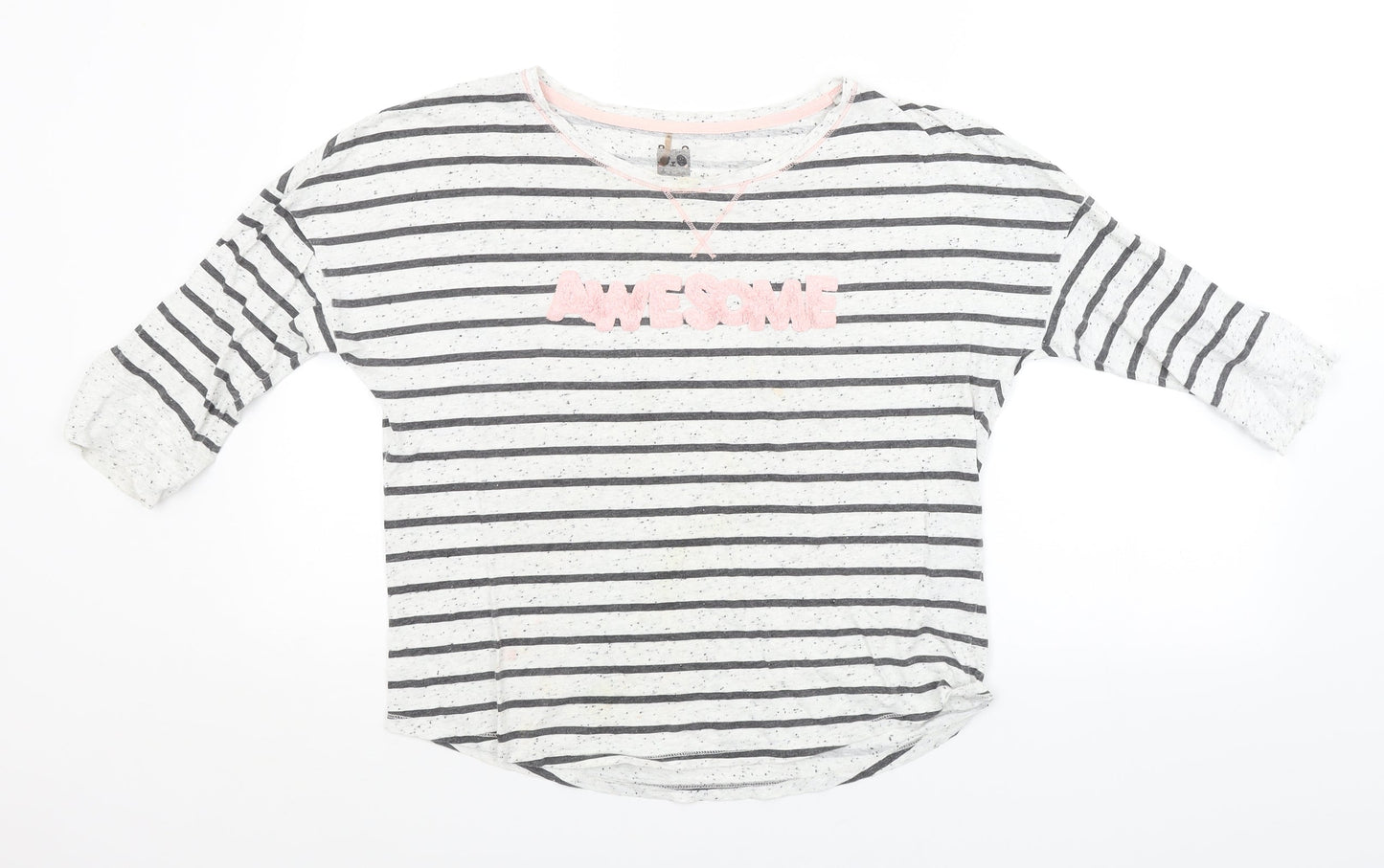 George Womens White Striped  Basic T-Shirt Size 8