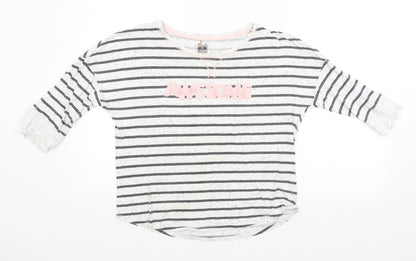 George Womens White Striped  Basic T-Shirt Size 8