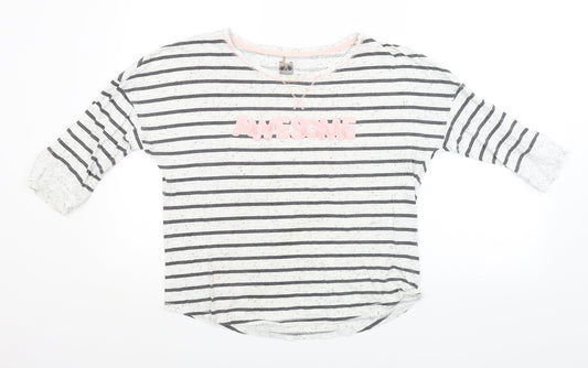 George Womens White Striped  Basic T-Shirt Size 8