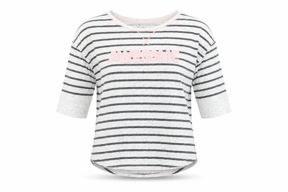 George Womens White Striped  Basic T-Shirt Size 8
