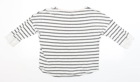 George Womens White Striped  Basic T-Shirt Size 8
