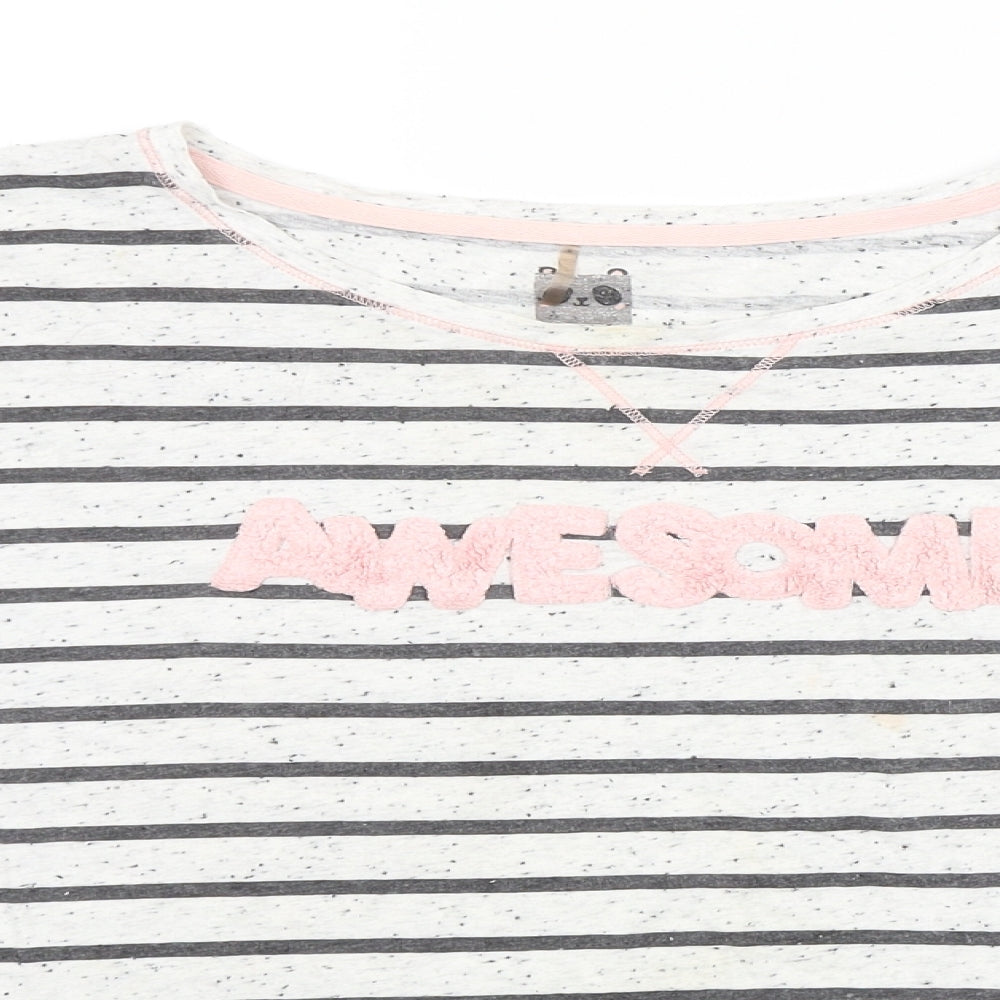 George Womens White Striped  Basic T-Shirt Size 8