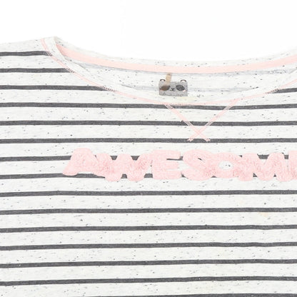 George Womens White Striped  Basic T-Shirt Size 8