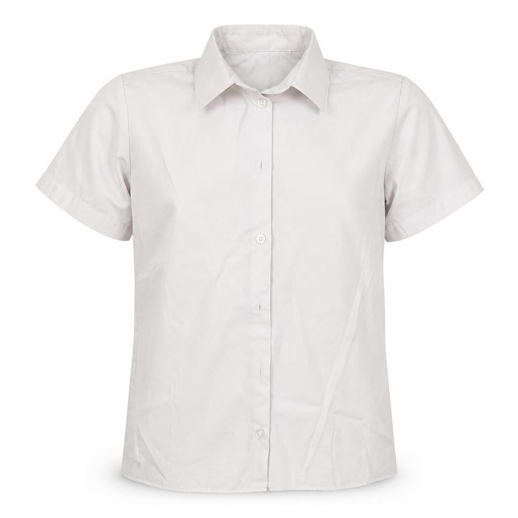 Front view of George girls’ white basic button-up, size 9-10, years