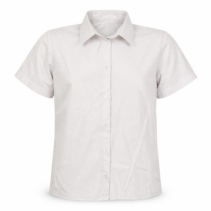 Front view of George girls’ white basic button-up, size 9-10, years