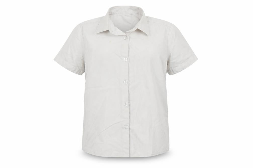 Front view of George girls’ white basic button-up, size 6-7, years