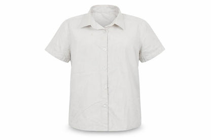 Front view of George girls’ white basic button-up, size 6-7, years