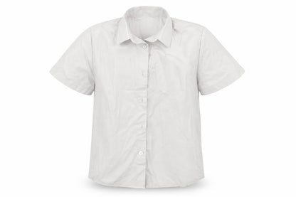 Front view of George girls’ white basic button-up, size 6-7, years