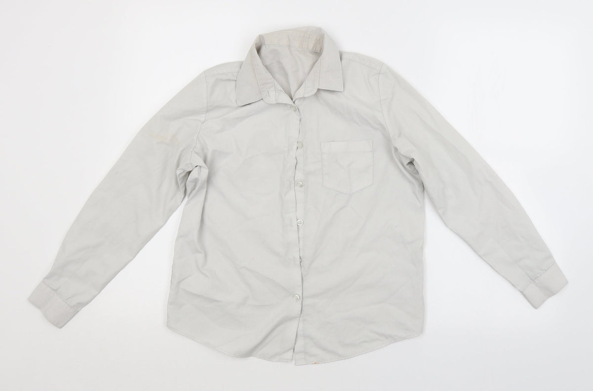 Front view of George girls’ white basic button-up, size 11-12, years