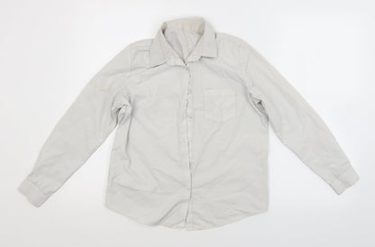 Front view of George girls’ white basic button-up, size 11-12, years