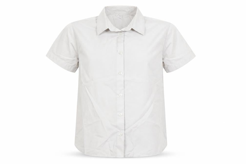 Front view of George girls’ white basic button-up, size 9-10, years
