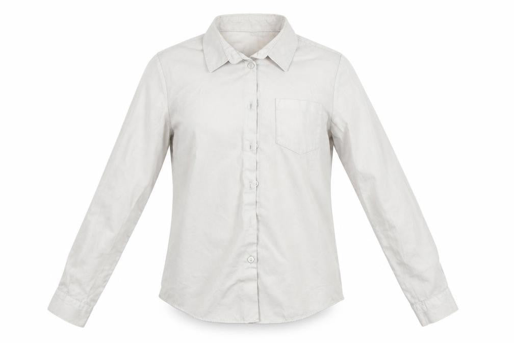 Front view of George girls’ white basic button-up, size 11-12, years