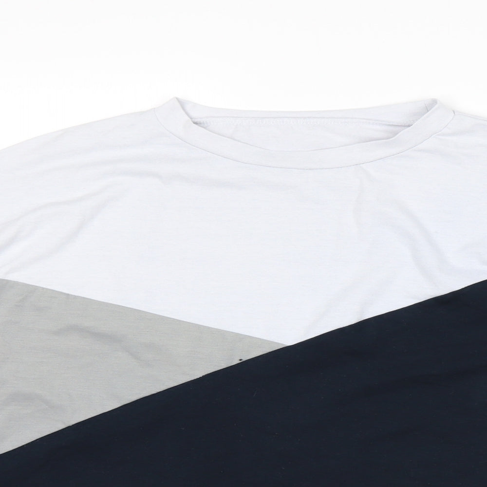 SheIn Womens Multicoloured Colourblock  Basic T-Shirt Size S