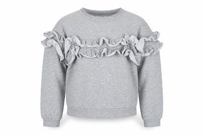 Front view of Yoyo s girls’ grey pullover sweatshirt, size 6, years