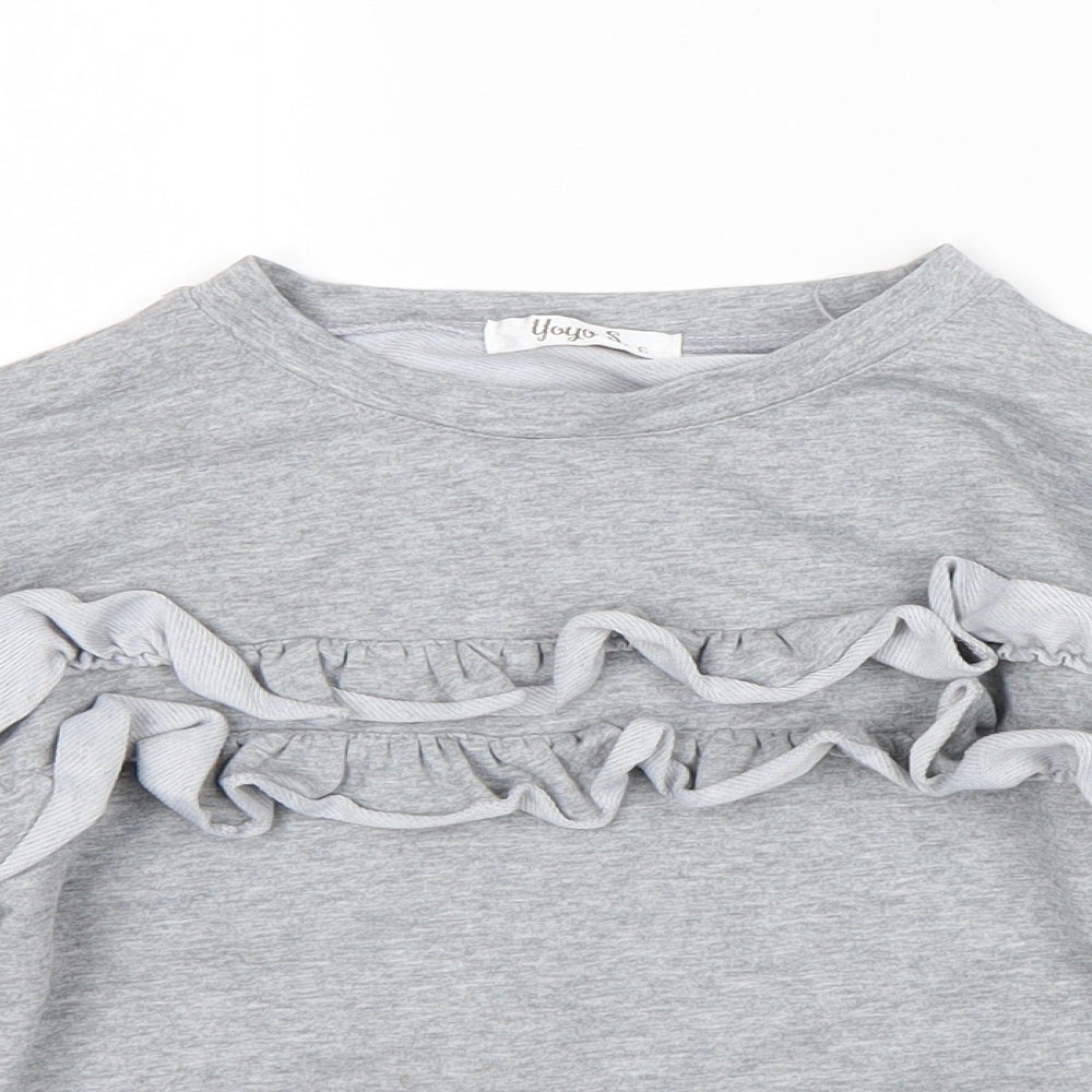 Yoyo s Girls Grey   Pullover Sweatshirt Size 6 Years