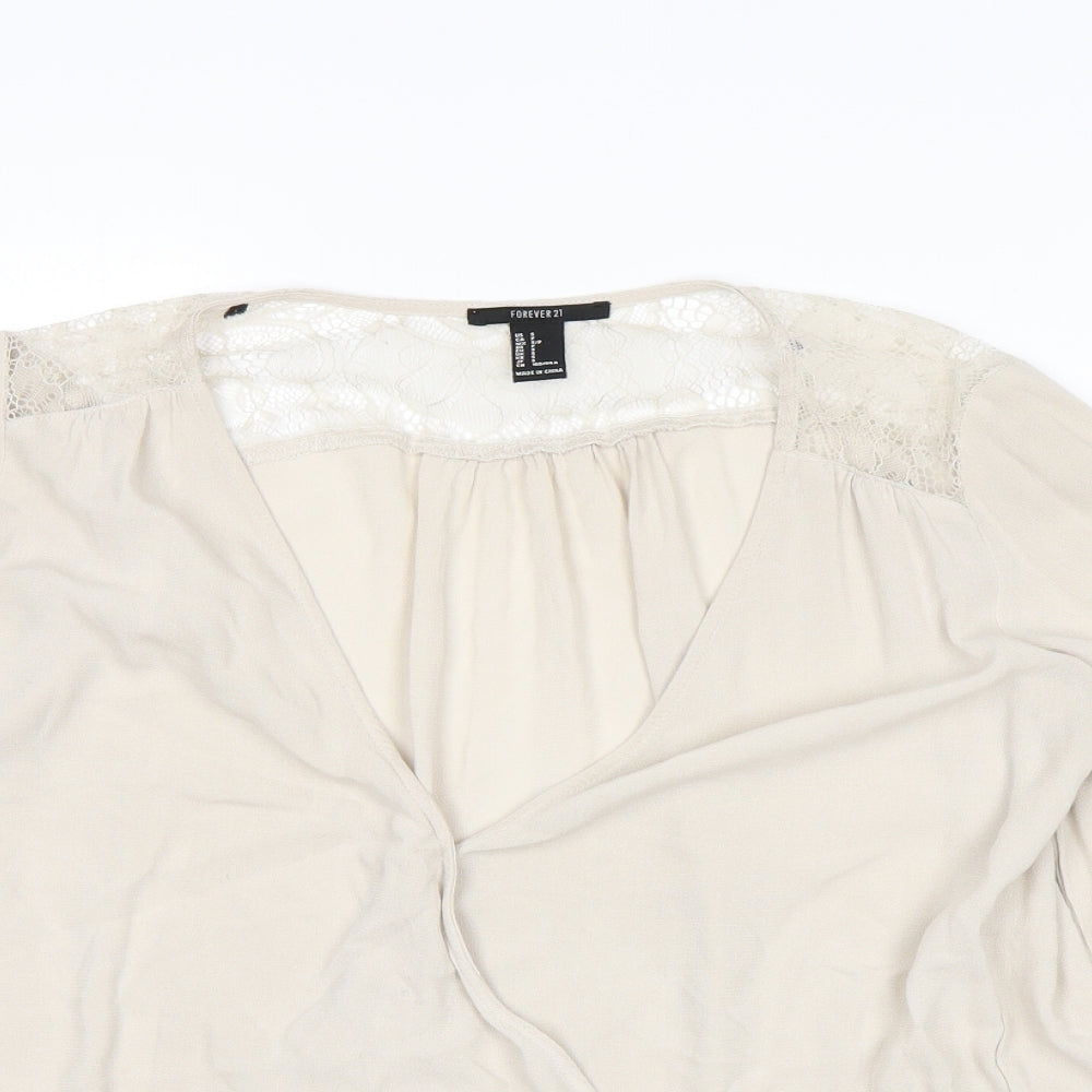 FOREVER 21 Womens Beige   Basic Blouse Size S