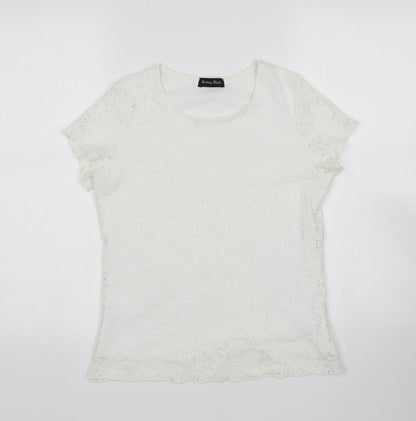 Additional front view of Brittany Black women’s white floral basic blouse, size S