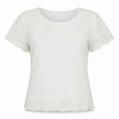 Front view of Brittany Black women’s white floral basic blouse, size S