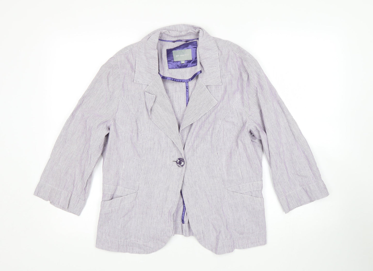 Per Una Womens Purple Striped  Jacket Sport Coat Size 16