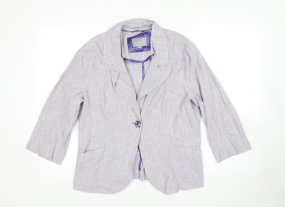 Per Una Womens Purple Striped  Jacket Sport Coat Size 16