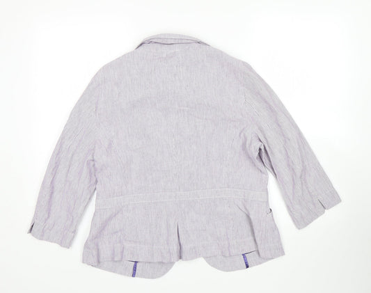 Per Una Womens Purple Striped  Jacket Sport Coat Size 16