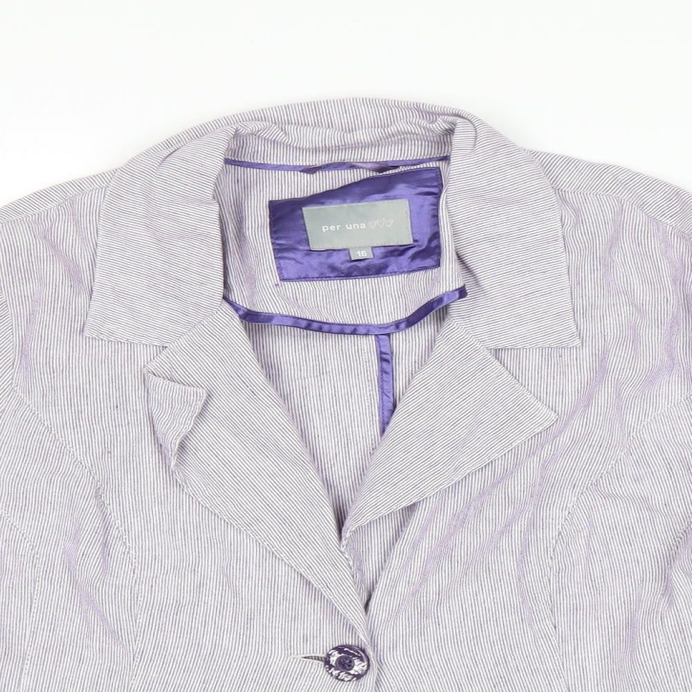 Per Una Womens Purple Striped  Jacket Sport Coat Size 16
