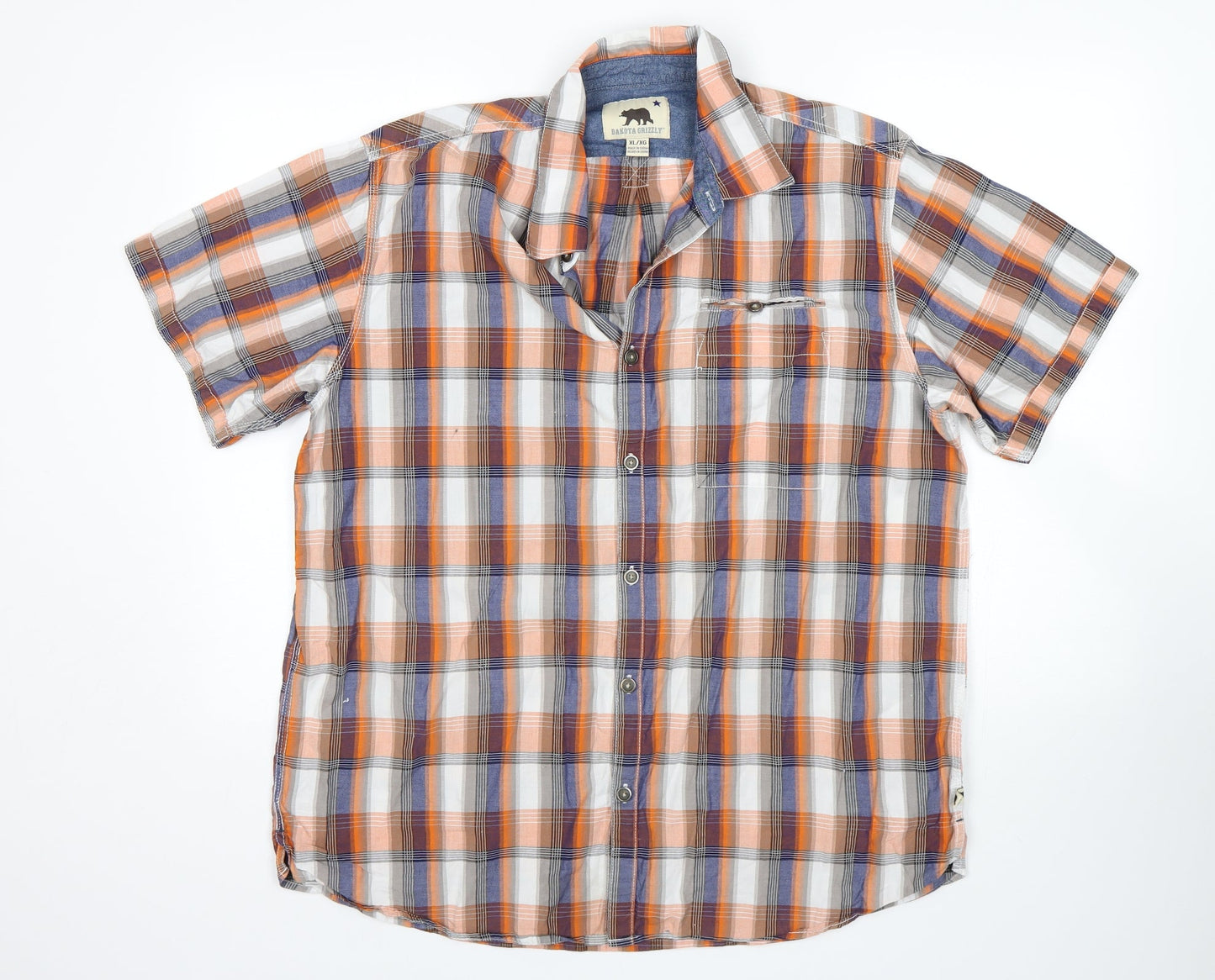Mens UK Size XL Dakota Grizzly Multicoloured  Button-Up Short Sleeve Casual Shir
