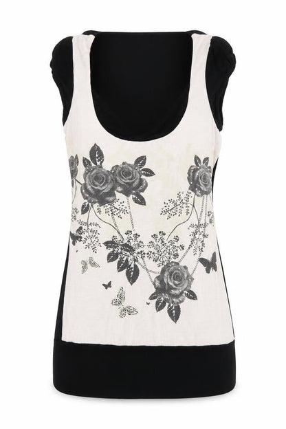 Front view of Progress women’s multicoloured floral basic tank, size S