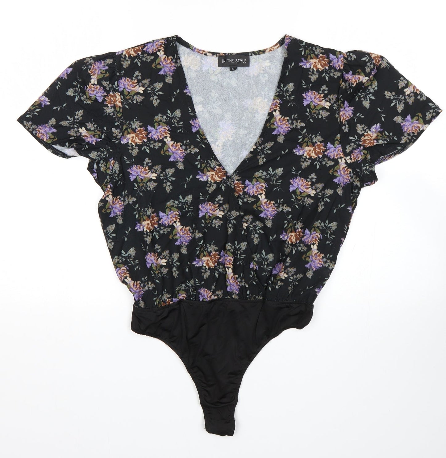 In the Style Womens Multicoloured Floral  Bodysuit One-Piece Size 10
