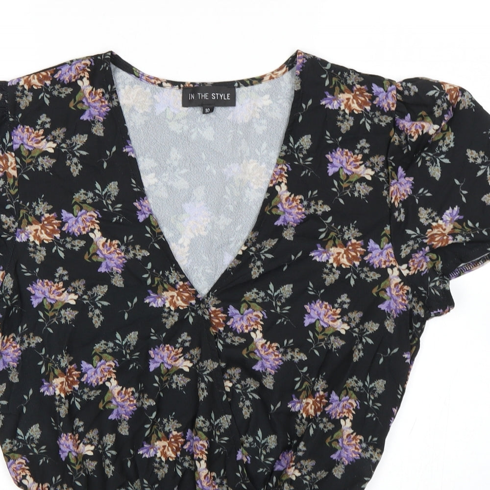 In the Style Womens Multicoloured Floral  Bodysuit One-Piece Size 10