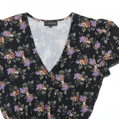 In the Style Womens Multicoloured Floral  Bodysuit One-Piece Size 10