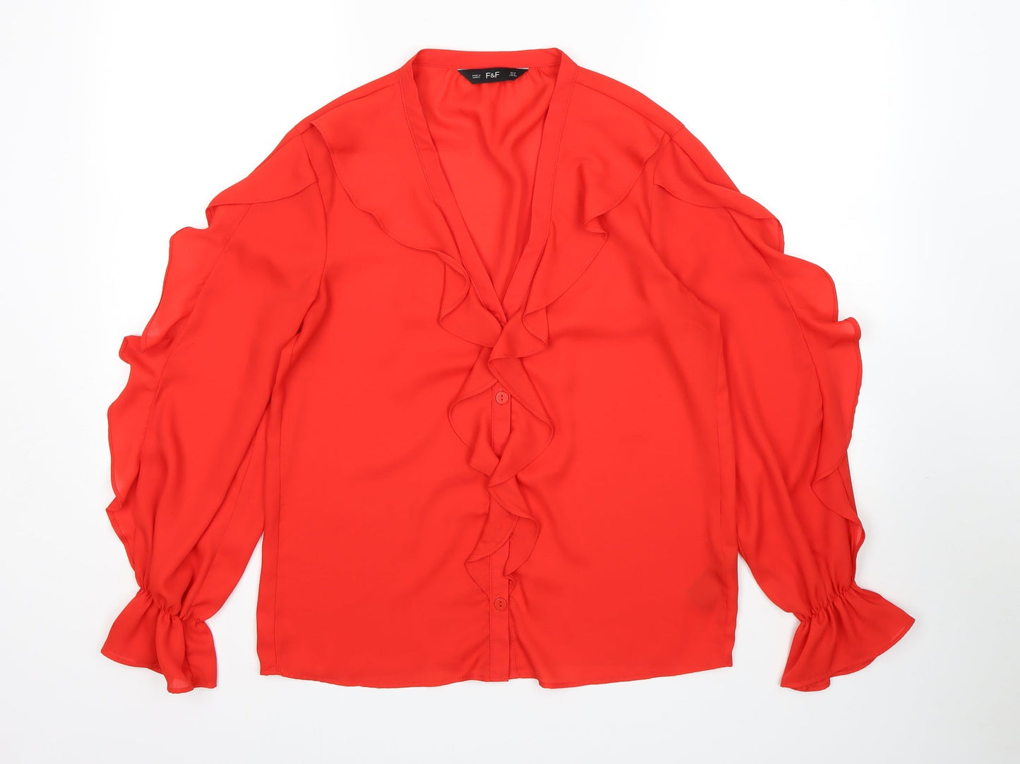F&F Womens Red   Basic Button-Up Size 10