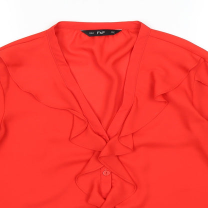 F&F Womens Red   Basic Button-Up Size 10