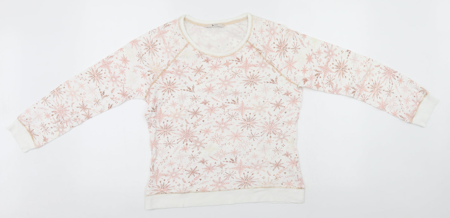 TU Womens White Fair Isle  Top Pyjama Top Size 8  - Snow Flakes