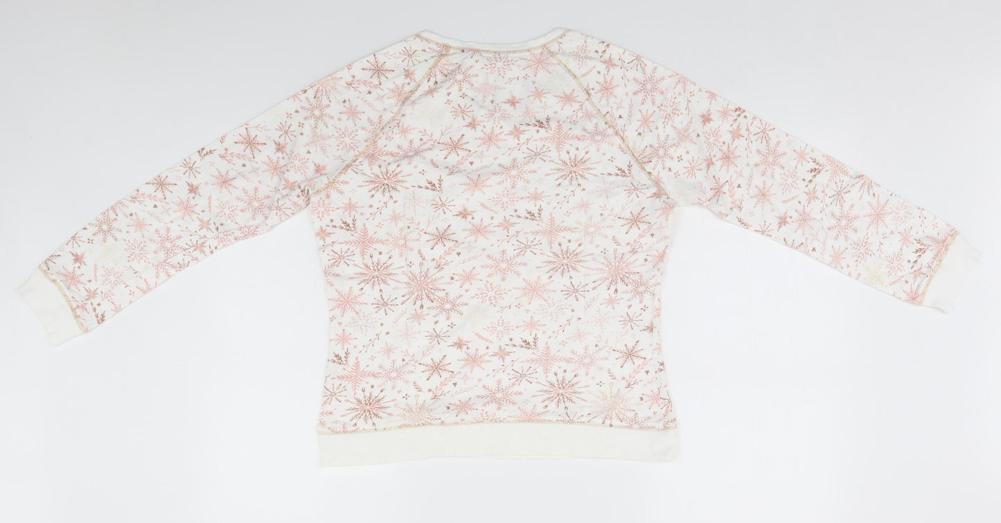 TU Womens White Fair Isle  Top Pyjama Top Size 8  - Snow Flakes