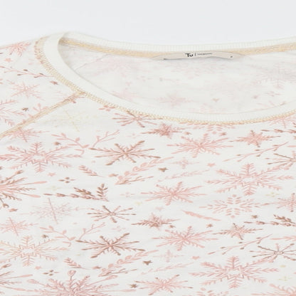 TU Womens White Fair Isle  Top Pyjama Top Size 8  - Snow Flakes