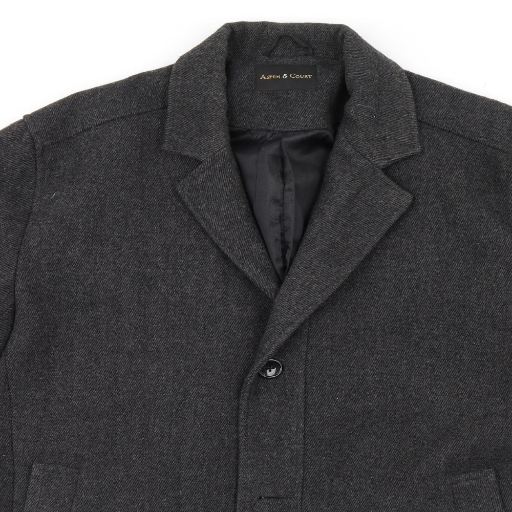 Close-up detail of Aspen & Court women’s brown overcoat jacket