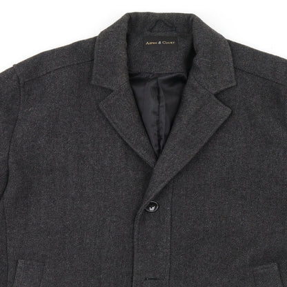 Close-up detail of Aspen & Court women’s brown overcoat jacket