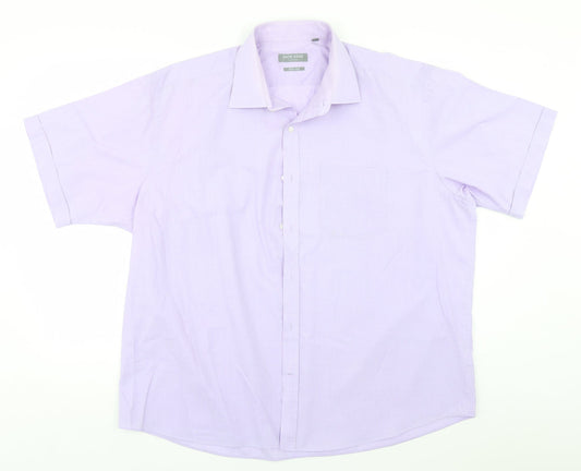 Mens UK Size 18 BHS Blue  Button-Up Short Sleeve Casual Shirt
