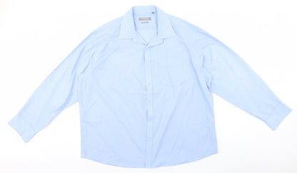 Mens UK Size 18 BHS Blue  Button-Up Long Sleeve Casual Shirt