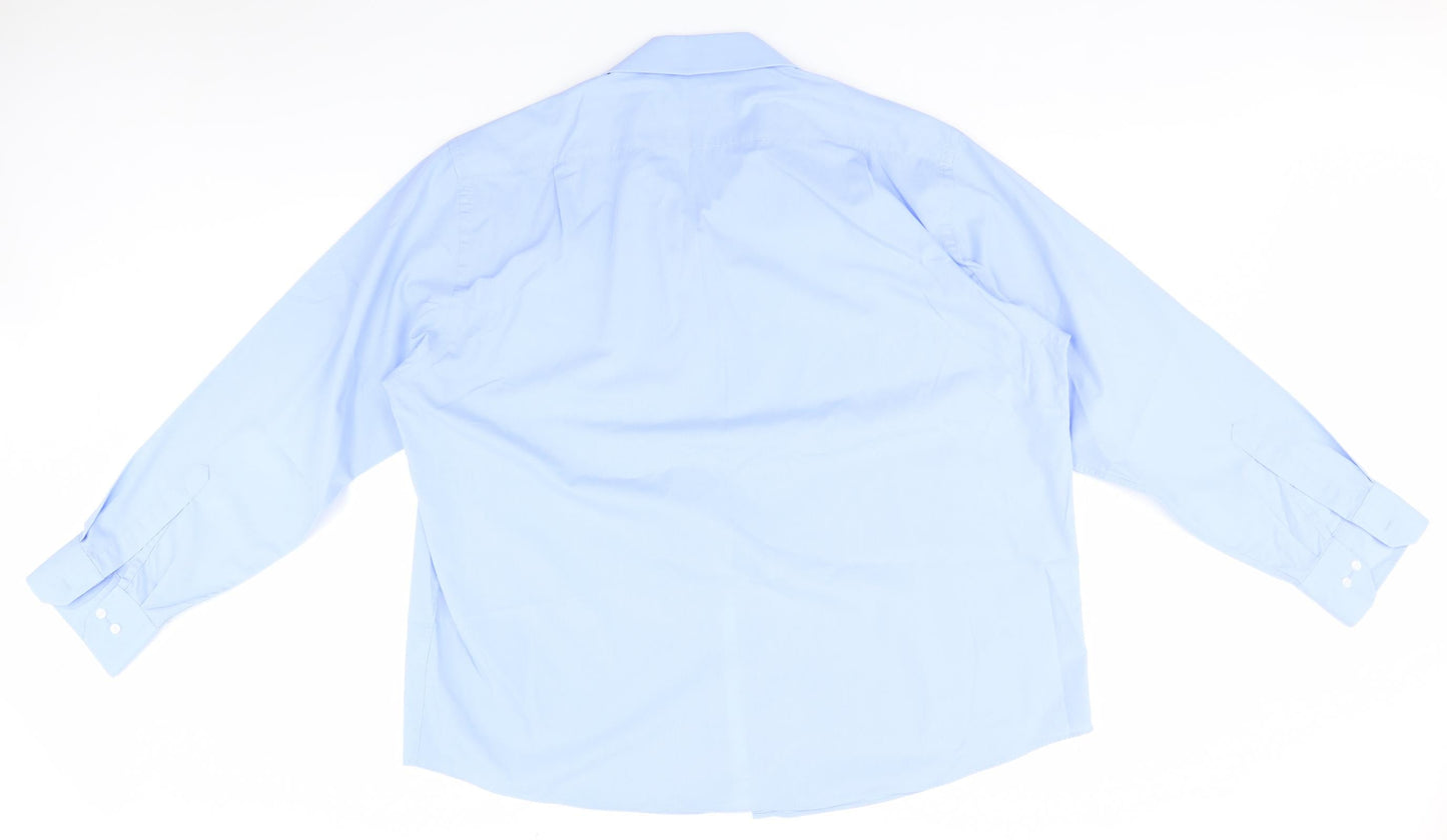 Mens UK Size 18 BHS Blue  Button-Up Long Sleeve Casual Shirt