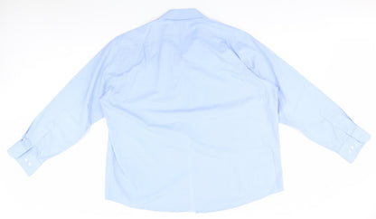Mens UK Size 18 BHS Blue  Button-Up Long Sleeve Casual Shirt