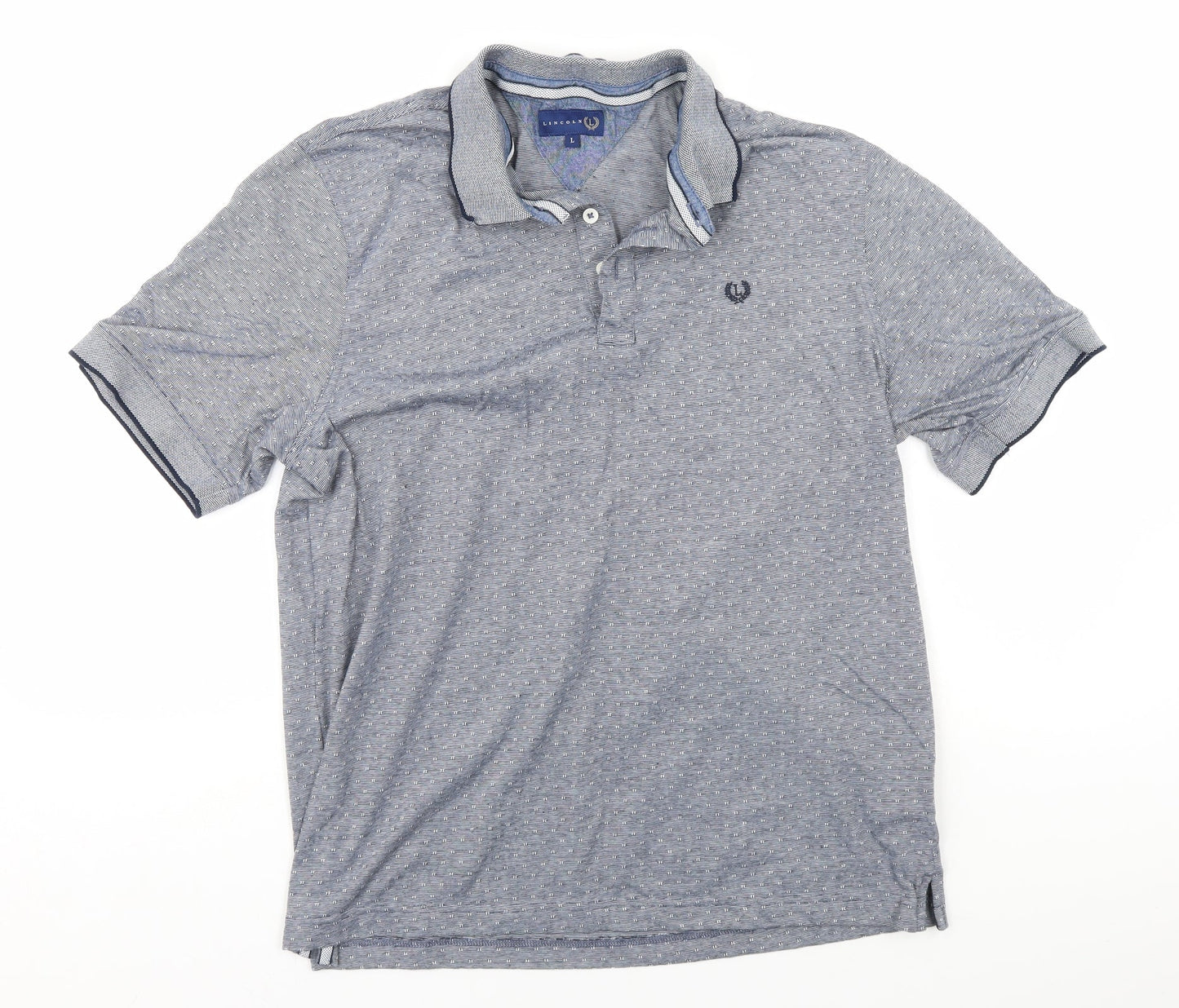 Lincoln Mens Grey Geometric   Polo Size L