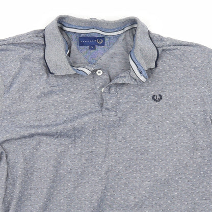 Lincoln Mens Grey Geometric   Polo Size L