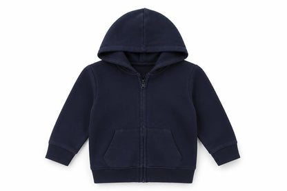 Front view of Tu boys’ blue full zip hoodie, size 4, years - school